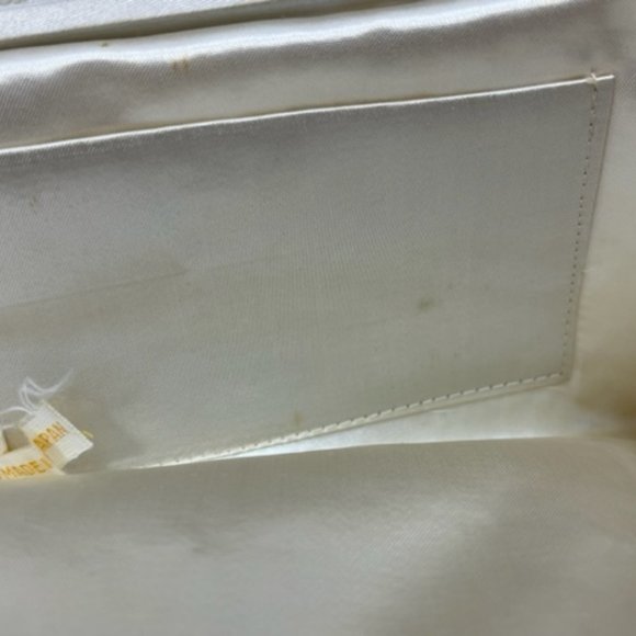 VTG Handmade White Pearl Beads Floral Pattern Kiss Lock Evening Purse Handbag - Picture 11 of 12